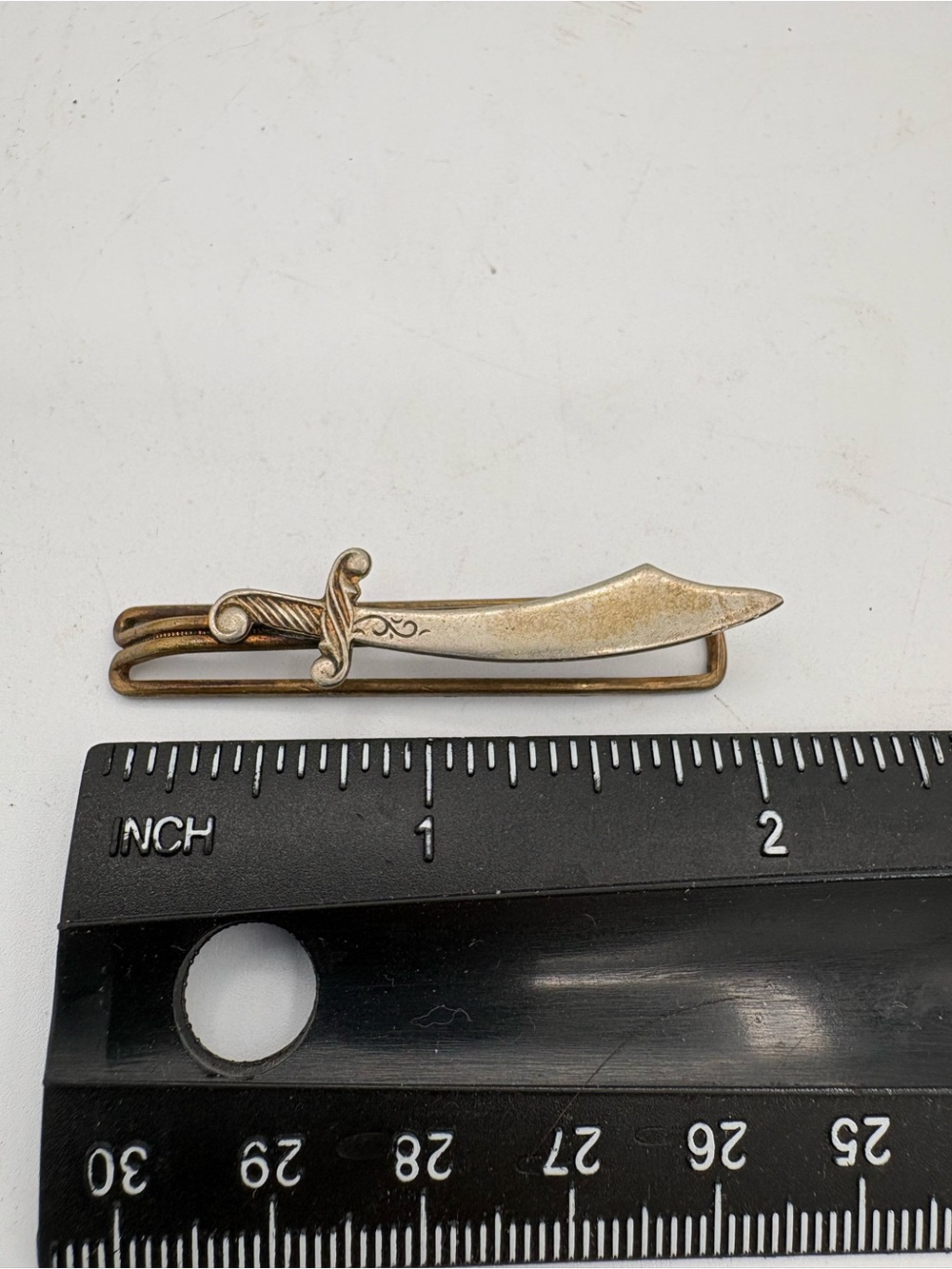 Vtg Mid-Century Scimitar Sword Tie Clip - Shriners Style Mid-East Saracen Saber